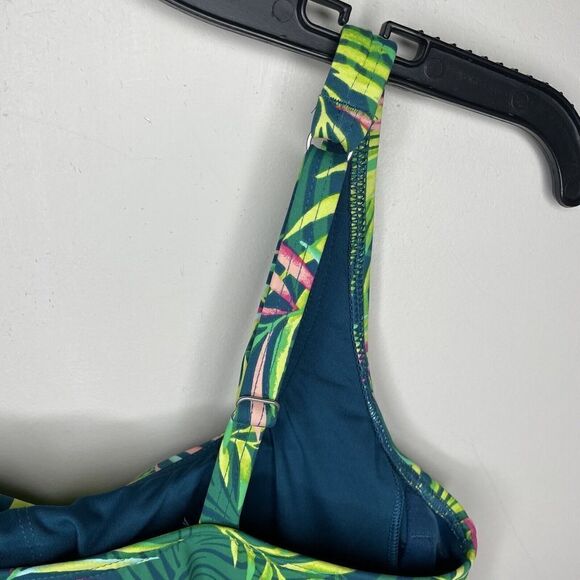 LANDS END Tankini Top Womens 8 Square Neck NEW Baltic Teal Multi Palm Underwire - Picture 5 of 8